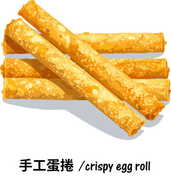 Handmade crispy egg rolled wafer cookies kue semprong Asian wafer snack isolated white background