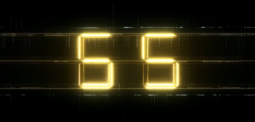 Vibrant golden countdown timer futuristic festive style