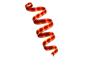 Elegant Red and Gold Spiral Ribbon on White Background