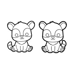 Naklejka premium Adorable Kawaii Farm Animal Line Art Collection