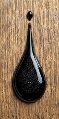 Isolated splash of crude oil with shiny texture and thick drip lines on clean white surface