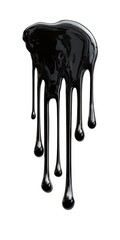 Heavy oil drop in motion isolated on white, representing pollution, industry, or environmental impact