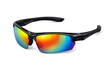 Modern Black Sport Sunglasses with Rainbow Mirrored Lenses