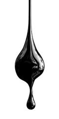Heavy oil drop in motion isolated on white, representing pollution, industry, or environmental impact