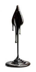 Heavy oil drop in motion isolated on white, representing pollution, industry, or environmental impact