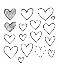 set of hearts icons in black color heart s simple heart shaped metal heart with stroke valentines day icons Vector Illustration