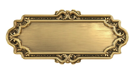Gold ornate plaque with blank brushed metal center.