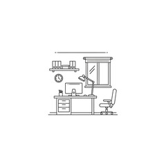 Fototapeta premium Minimalist Office Desk Setup with Computer and Ergonomic Chair for Modern Workspace