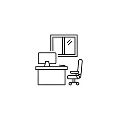 Fototapeta premium Minimalist Office Desk with Computer and Window Scene for Workspaces