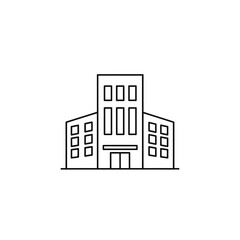 Naklejka premium Modern Multi-Story Office Building with Large Windows and Entrance