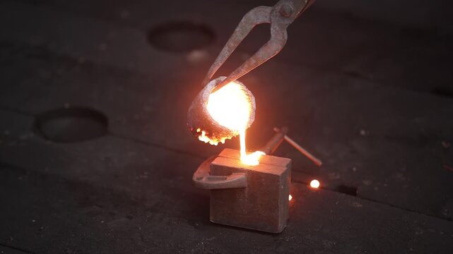 demonstrating the intricate and dangerous manual casting process