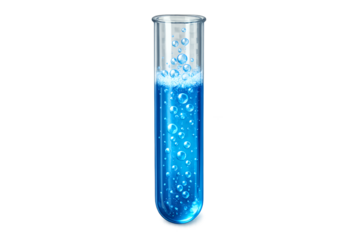 Laboratory Test Tube with Blue Bubbling Liquid