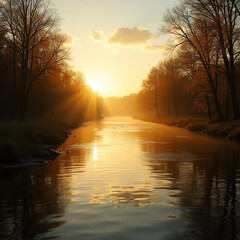 sunrise over the river