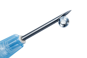 Hypodermic Needle Tip with Clear Liquid Drop