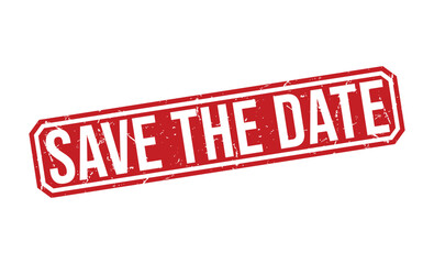 Red Stamped Text Save the Date with Distressed Edges