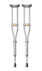 Watercolor Pair of Metal Crutches isolated on a transparent background