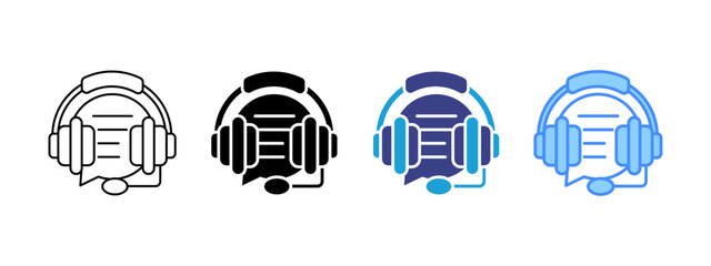 Customer Service icon set multiple style collection