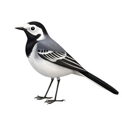 Watercolor White Wagtail Bird isolated on a transparent background