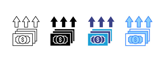 Naklejka premium Profit Growth icon set multiple style collection
