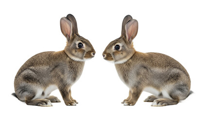 Obraz premium Rabbit from side view, transparent on white background