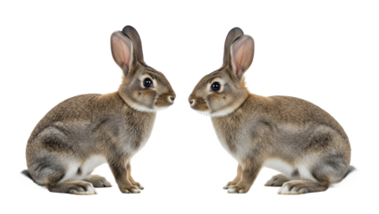 Rabbit from side view, transparent on white background