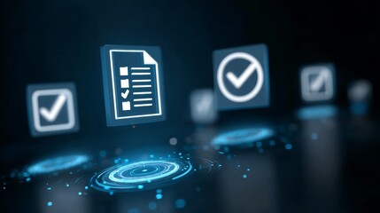 Data verification process digital workspace graphic elements abstract environment close-up view technology innovation