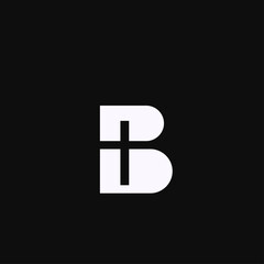 Minimalist Letter B with Christian Cross Symbol Logo Graphic on Dark Background
