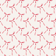 Seamless ribbon bow pattern. Elegant vector design for gift wrap, textiles, and romantic stationery. Minimalistic pattern with coquette bows