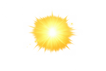 Abstract glowing light burst representing energy, explosion, star, solar flare, or shine effect on transparent background