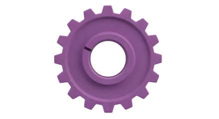 Purple gear isolated on transparent background