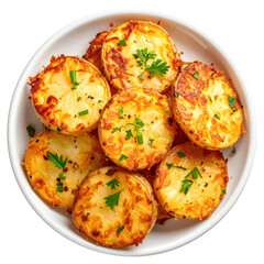 Savory austrian gr&ouml;stl, a flavorful skillet of roasted potatoes, beef, and egg, isolated on white background
