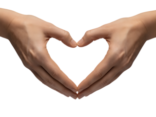 Hands forming a heart shape isolated on transparent background