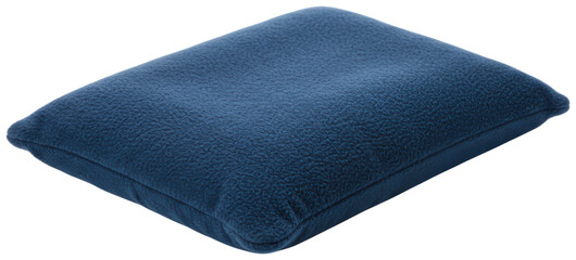 Rectangular cushion in dark blue color with soft fleece texture on a transparent background