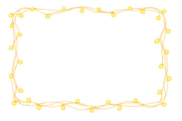Glowing string lights creating a festive rectangular border frame for holiday celebrations on transparent background