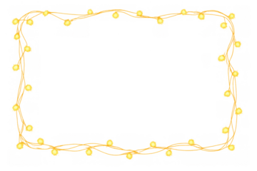 Glowing string lights creating a festive rectangular border frame for holiday celebrations on transparent background