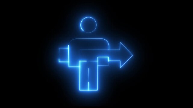 Glowing Switch user people arrow icon motion, neon sign, people, run, signs, switch, symbol, technology, user.