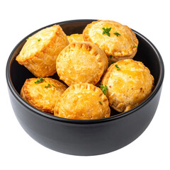 Gourmet vol-au-vent, a sophisticated belgian starter with a creamy chicken and vegetable filling, beautifully isolated on a white background
