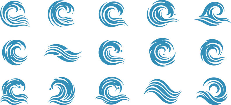 Sea Ocean Waves Swirl Logo Water Splashes Nautical Black Tribal Tattoo Fluid Tidal Streams With Breeze Swirls