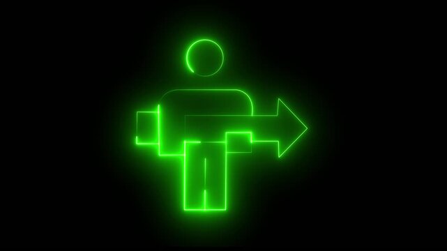Glowing Switch user people arrow icon motion, neon sign, people, run, signs, switch, symbol, technology, user.