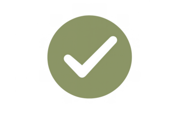 Green check mark icon symbolizing success and validation on transparent background, sign of approval and completion
