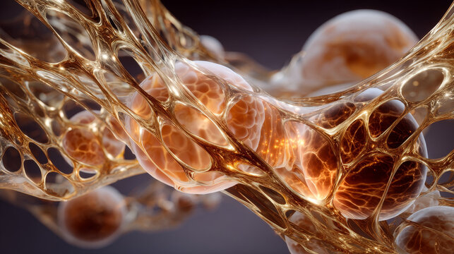 Collagen molecule, 3D illustration showing molecular structure of collagen, the main component of connective tissue, also used as skin and hair care cosmetics