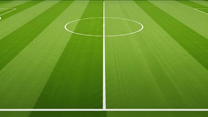 Obraz premium Vibrant Green Soccer Field with White Markings and Center Circle.