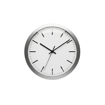 Modern round wall clock isolated on transparent background isolated on transparent background