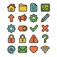 Media Icons Vector Set &ndash; Play, Pause, Music and Communication Symbols