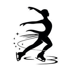 Figure Skating Silhouette Vector &ndash; Elegant Ice Skater in Motion