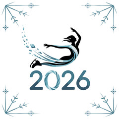 Figure Skating Silhouette Vector &ndash; Elegant Ice Skater in Motion