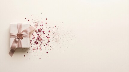 Elegant Gift Box with Rose Petals and Glitter Explosion