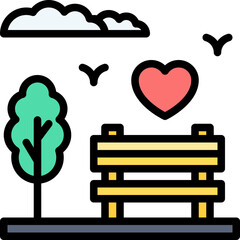 Romantic Park Bench Icon