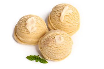 Fototapeta premium Vanilla Ice Cream Scoops with Mint Garnish