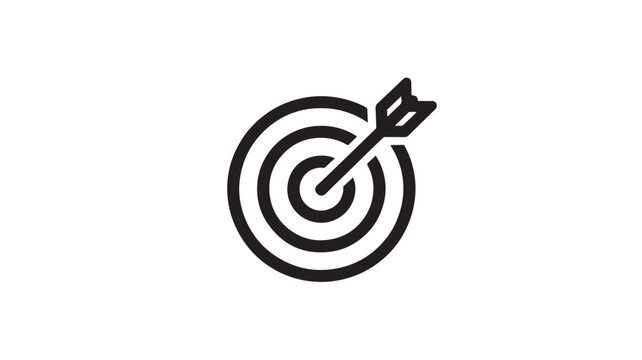 Target with arrow in simple flat design with dark monochrome color on white background for business icon